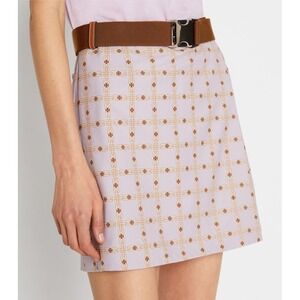 Tory Burch NWT Performance Printed Wrap Skort Dusty Lavender Chain Plaid Size 12